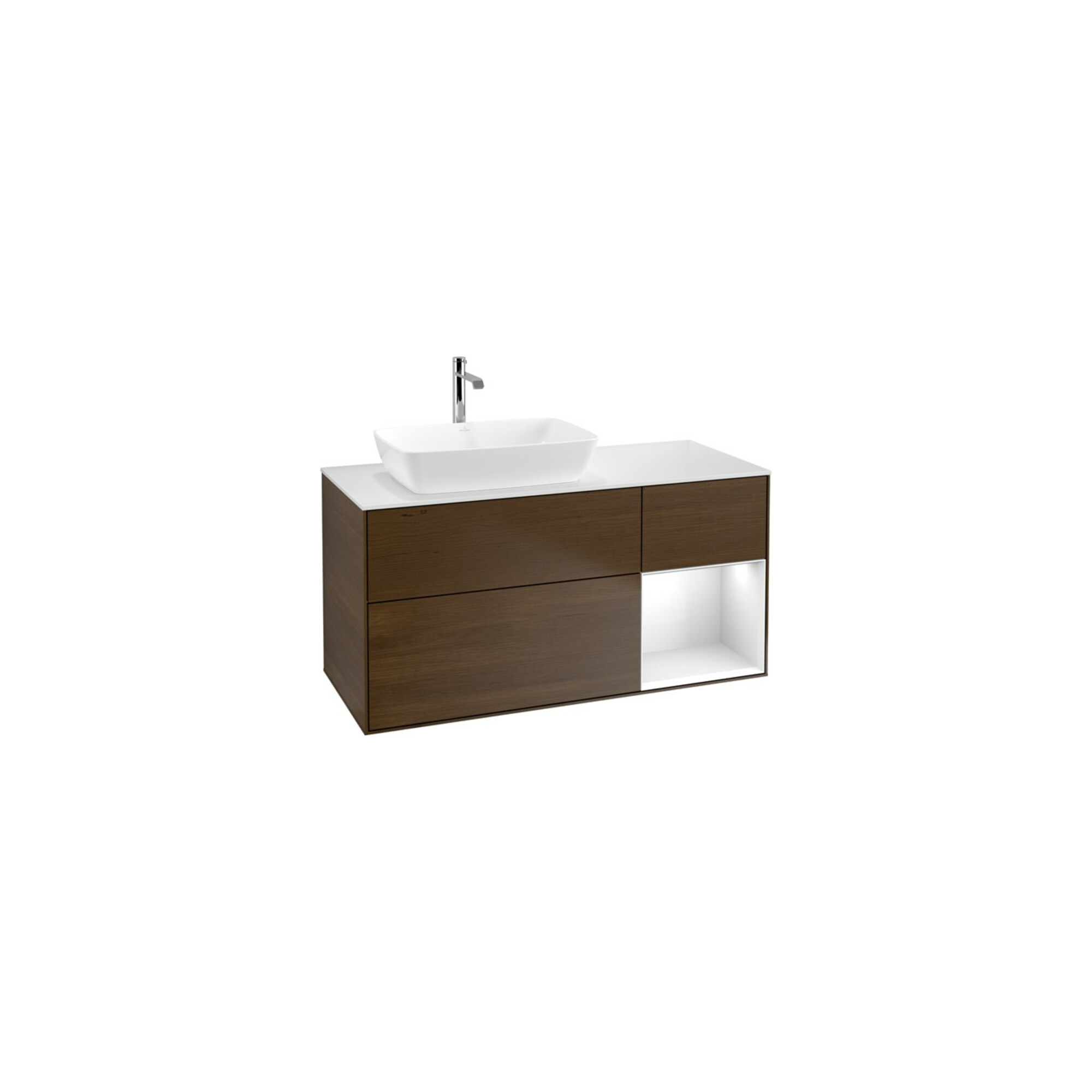 V&B Waschtischunterschrank Finion 120cm, Pl w m, Reg glo wh. Lac, wal ven ; Villeroy & Boch