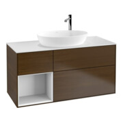 V&B Waschtischunterschrank Finion 120cm, Pl w m, Reg glo wh. Lac, wal ven