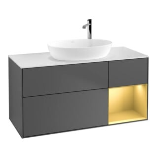 V&B Waschtischunterschrank Finion 120cm, Pl w m, Reg gol m Lac, Anthrac. m