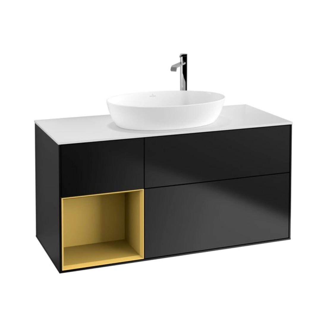 V&B Waschtischunterschrank Finion 120cm, Pl w m, Reg gol m Lac, bla m Lac