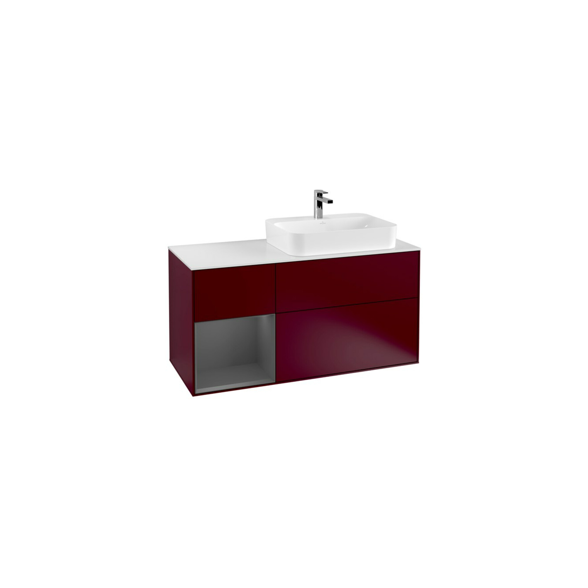 V&B Waschtischunterschrank Finion 120cm, Pl w m, Reg li Anthrac. m, Peo m ; Villeroy & Boch