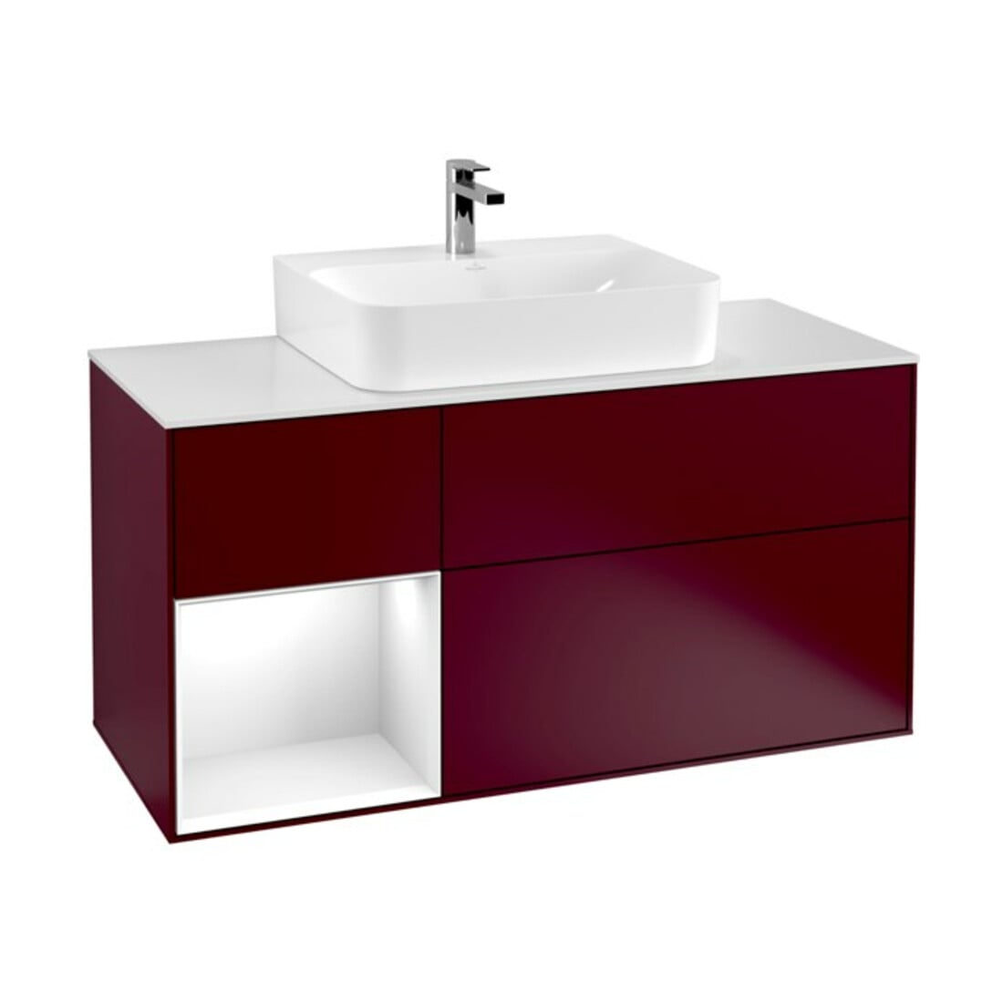V&B Waschtischunterschrank Finion 120cm, Pl w m, Reg li glo wh. Lac, Peo m
