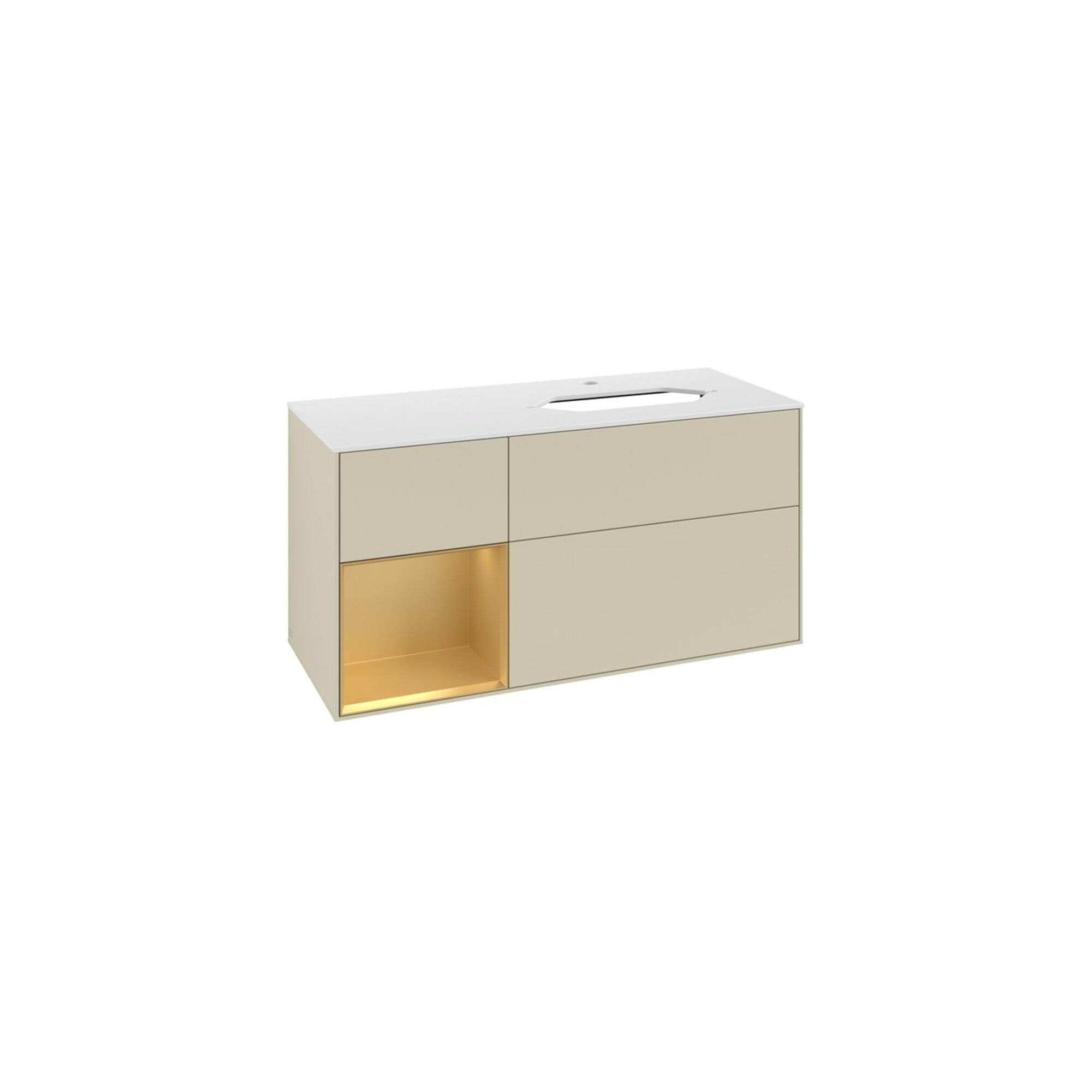V&B Waschtischunterschrank Finion 120cm, Pl w m, Reg li gol m, si Gr m Lac ; Villeroy & Boch
