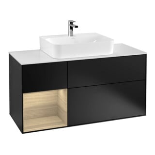V&B Waschtischunterschrank Finion 120cm, Pl w m, Reg li Oa ven, bla m Lac
