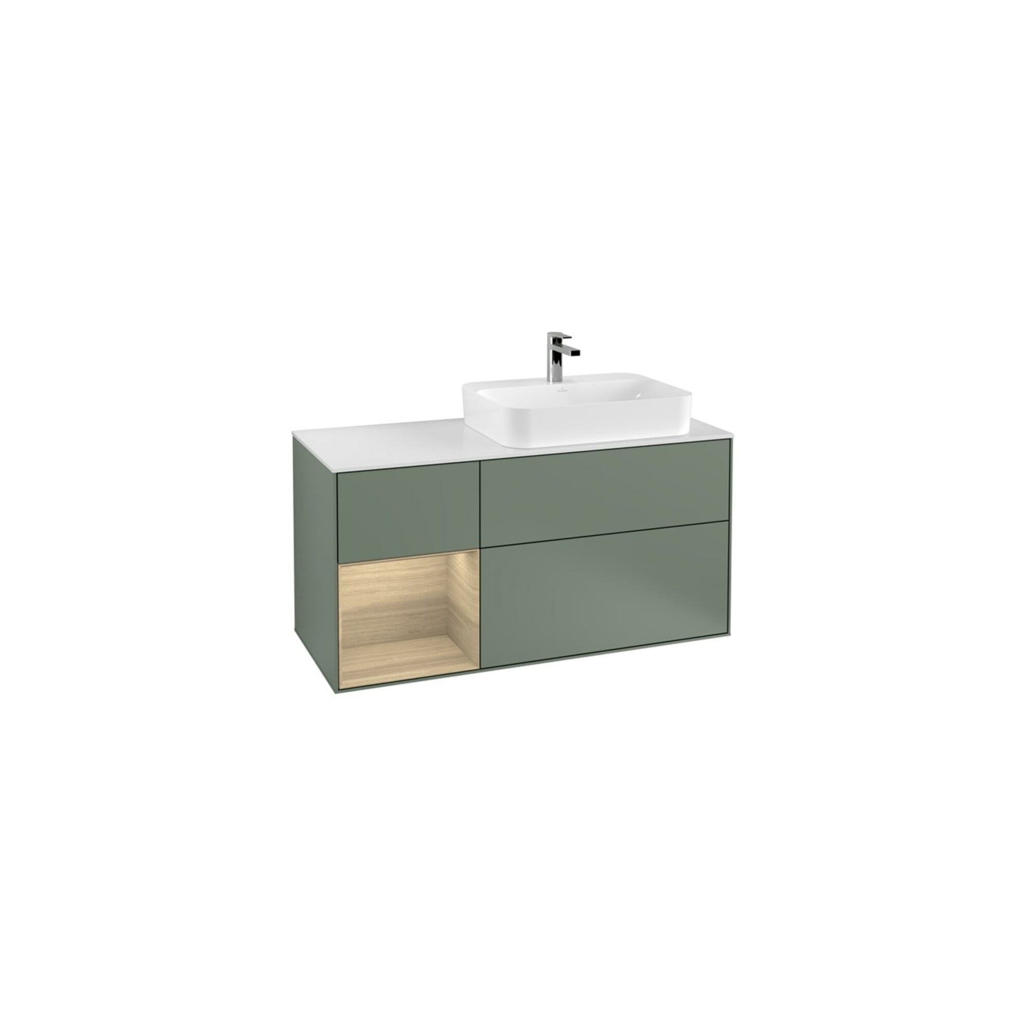V&B Waschtischunterschrank Finion 120cm, Pl w m, Reg li Oa ven, Oli. m Lac ; Villeroy & Boch