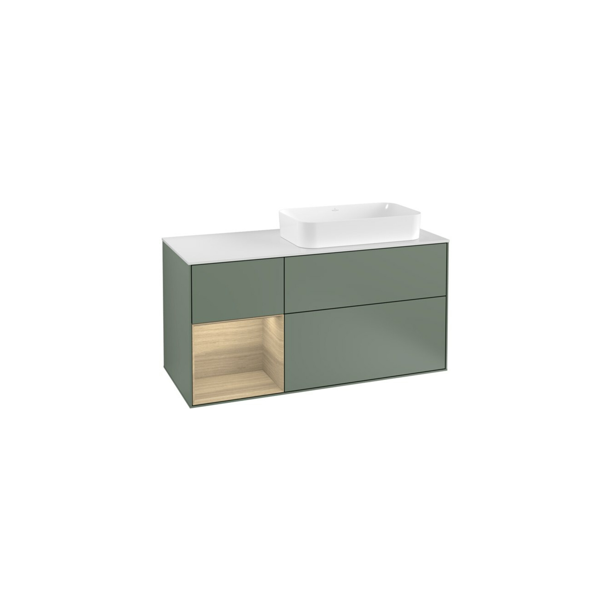 V&B Waschtischunterschrank Finion 120cm, Pl w m, Reg li Oa ven, Oli. m Lac ; Villeroy & Boch