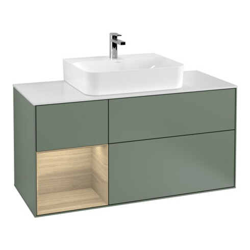 V&B Waschtischunterschrank Finion 120cm, Pl w m, Reg li Oa ven, Oli. m Lac