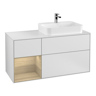 V&B Waschtischunterschrank Finion 120cm, Pl w m, Reg li Oa ven, wh. m Lac