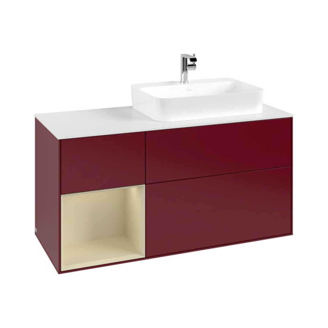 V&B Waschtischunterschrank Finion 120cm, Pl w m, Reg li si Gr m Lac, Peo m