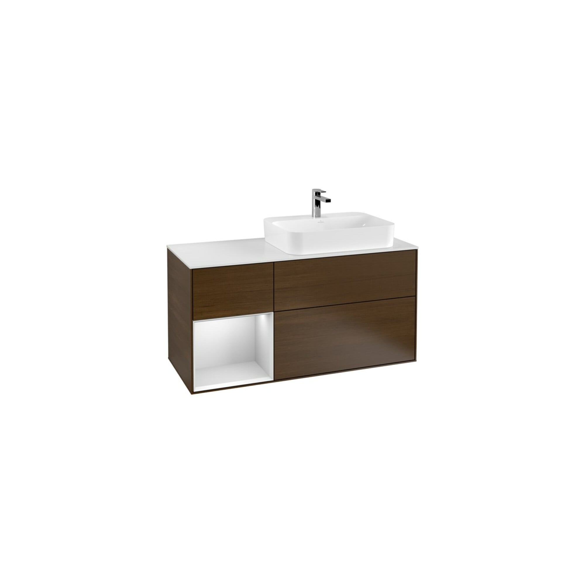 V&B Waschtischunterschrank Finion 120cm, Pl w m, Reg li wh. m Lac, wal ven ; Villeroy & Boch