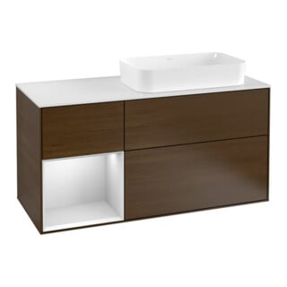 V&B Waschtischunterschrank Finion 120cm, Pl w m, Reg li wh. m Lac, wal ven
