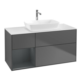V&B Waschtischunterschrank Finion 120cm, Pl w m, Reg md m Lac, Anthrac. m