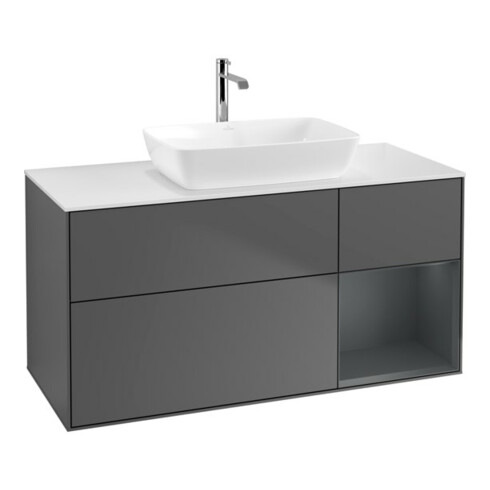 V&B Waschtischunterschrank Finion 120cm, Pl w m, Reg md m Lac, Anthrac. m