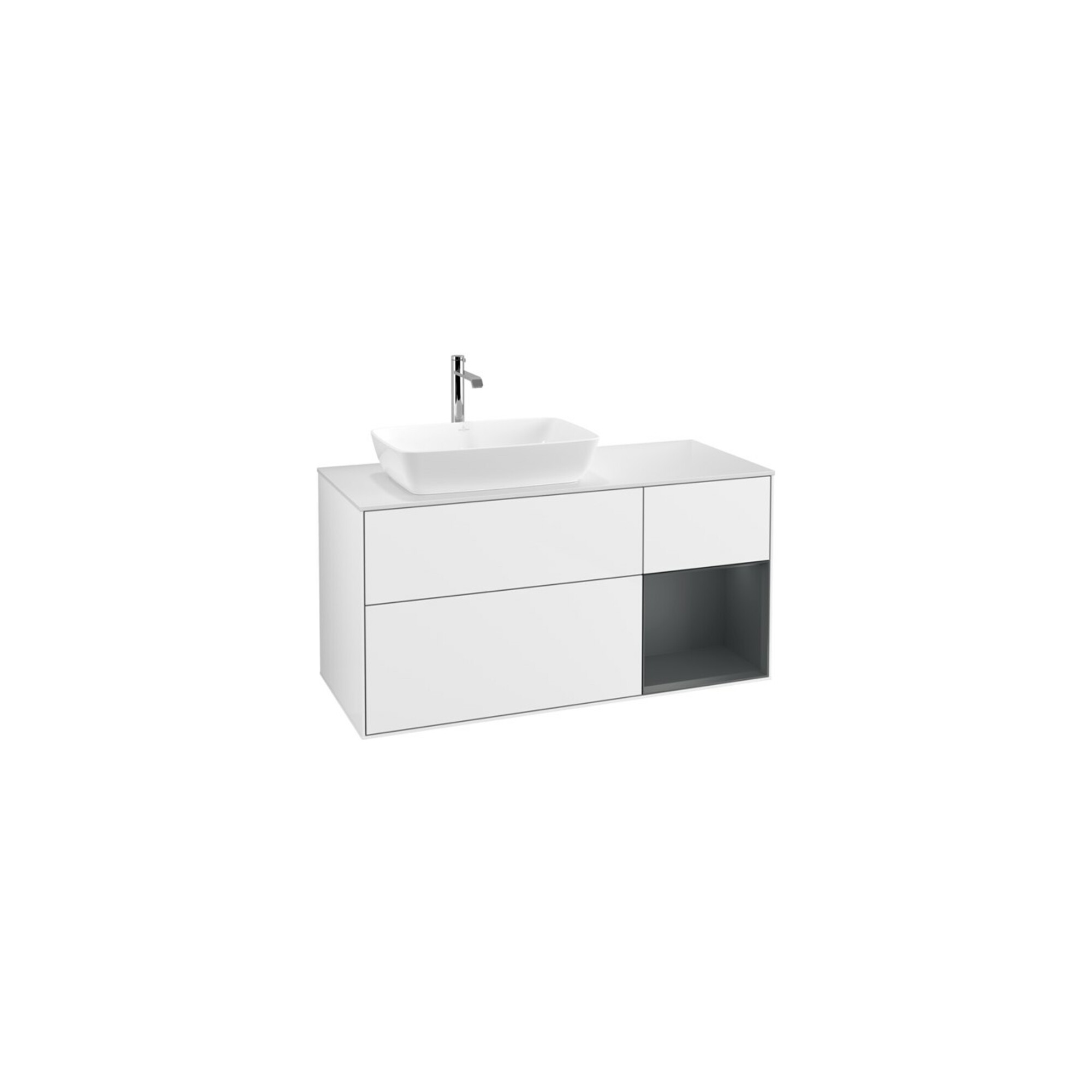 V&B Waschtischunterschrank Finion 120cm, Pl w m, Reg md m Lac, glo wh. Lac ; Villeroy & Boch