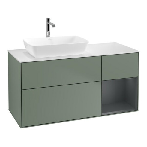 V&B Waschtischunterschrank Finion 120cm, Pl w m, Reg md m Lac, Oli. m Lac