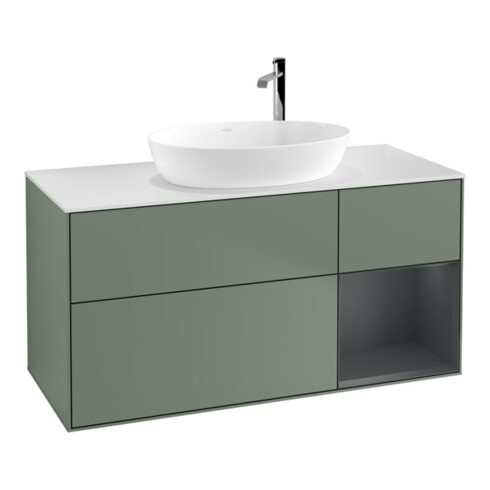 V&B Waschtischunterschrank Finion 120cm, Pl w m, Reg md m Lac, Oli. m Lac