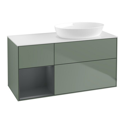 V&B Waschtischunterschrank Finion 120cm, Pl w m, Reg md m Lac, Oli. m Lac