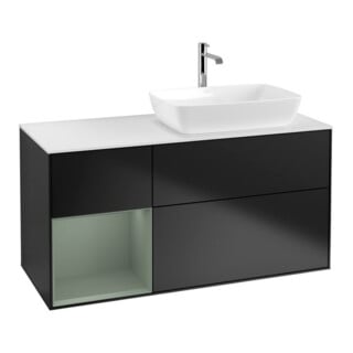 V&B Waschtischunterschrank Finion 120cm, Pl w m, Reg Oli. m Lac, bla m Lac