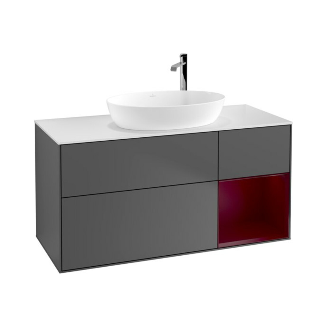 V&B Waschtischunterschrank Finion 120cm, Pl w m, Reg Peo m Lac, Anthrac. m