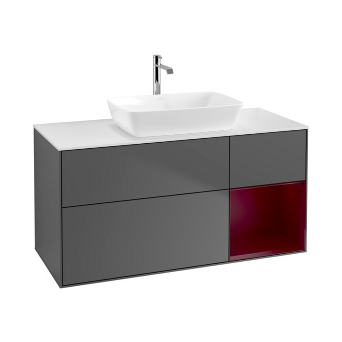 V&B Waschtischunterschrank Finion 120cm, Pl w m, Reg Peo m Lac, Anthrac. m