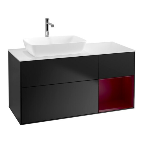V&B Waschtischunterschrank Finion 120cm, Pl w m, Reg Peo m Lac, bla m Lac