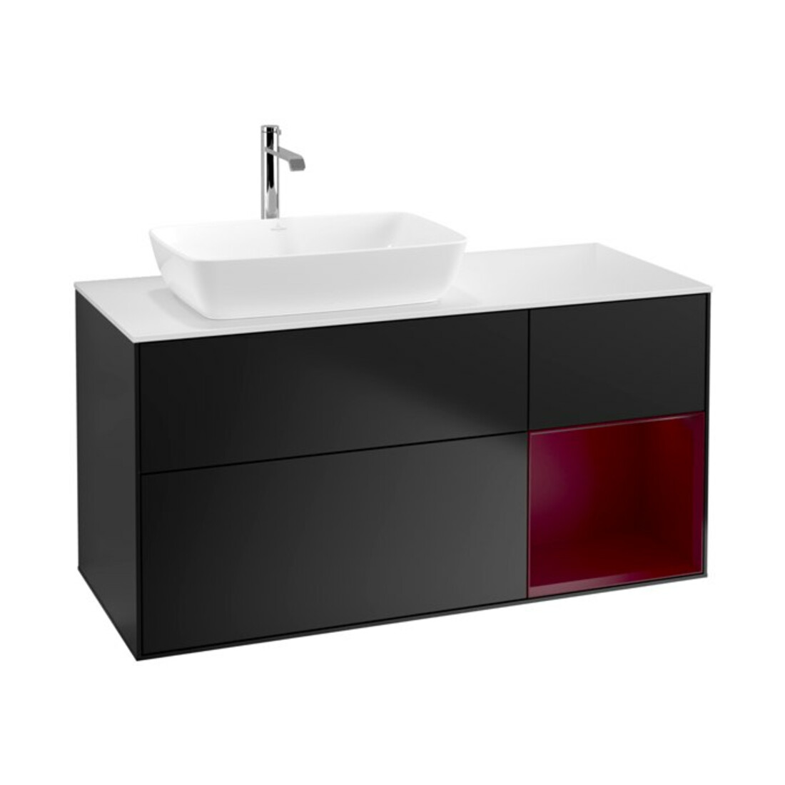 V&B Waschtischunterschrank Finion 120cm, Pl w m, Reg Peo m Lac, bla m Lac