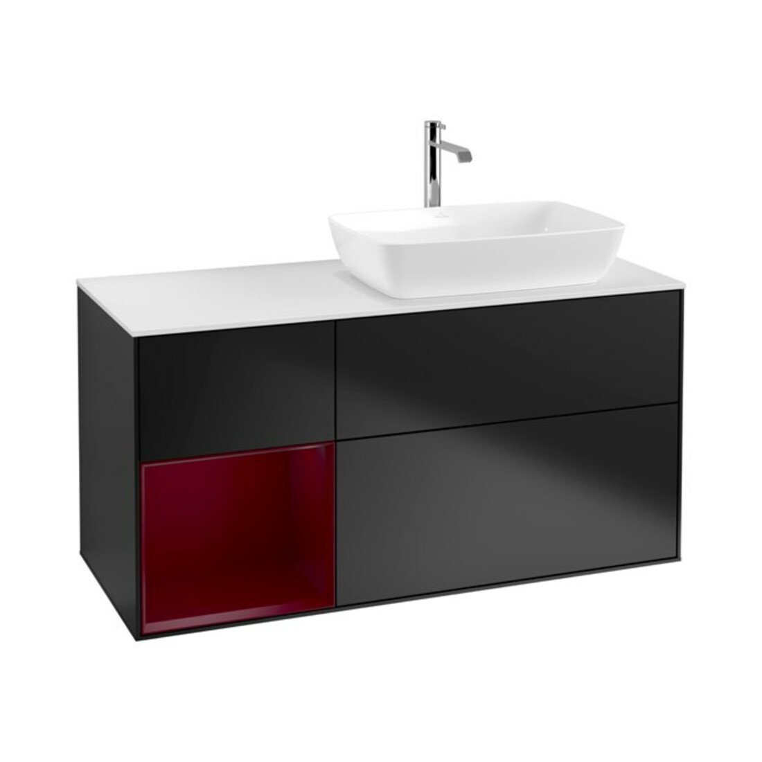V&B Waschtischunterschrank Finion 120cm, Pl w m, Reg Peo m Lac, bla m Lac