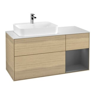 V&B Waschtischunterschrank Finion 120cm, Pl w m, Reg re Anthrac. m, Oa ven