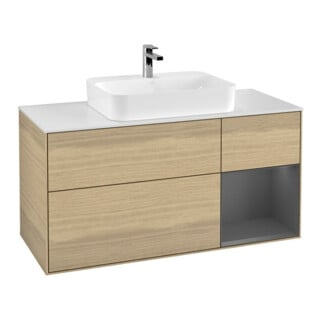 V&B Waschtischunterschrank Finion 120cm, Pl w m, Reg re Anthrac. m, Oa ven