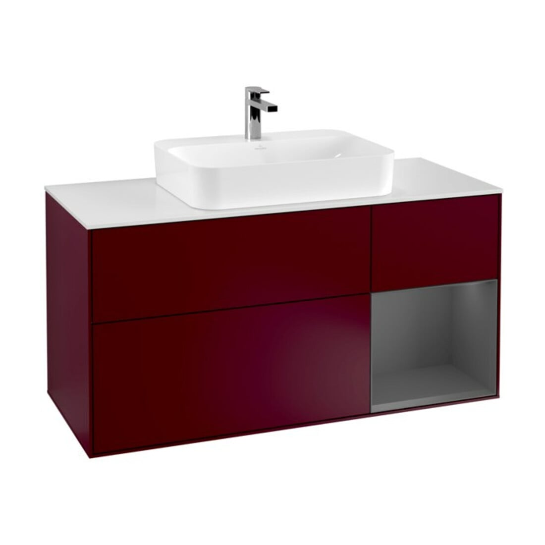 V&B Waschtischunterschrank Finion 120cm, Pl w m, Reg re Anthrac. m, Peo m