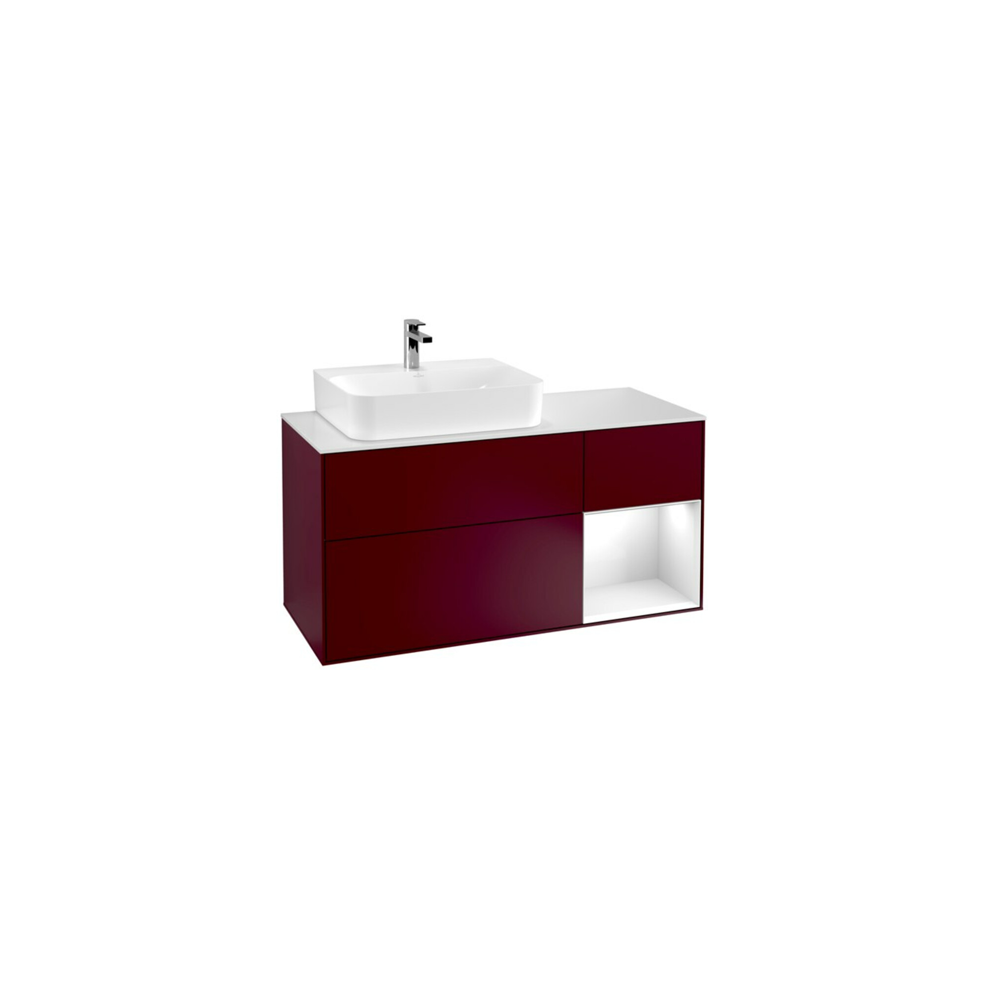 V&B Waschtischunterschrank Finion 120cm, Pl w m, Reg re glo wh. Lac, Peo m ; Villeroy & Boch