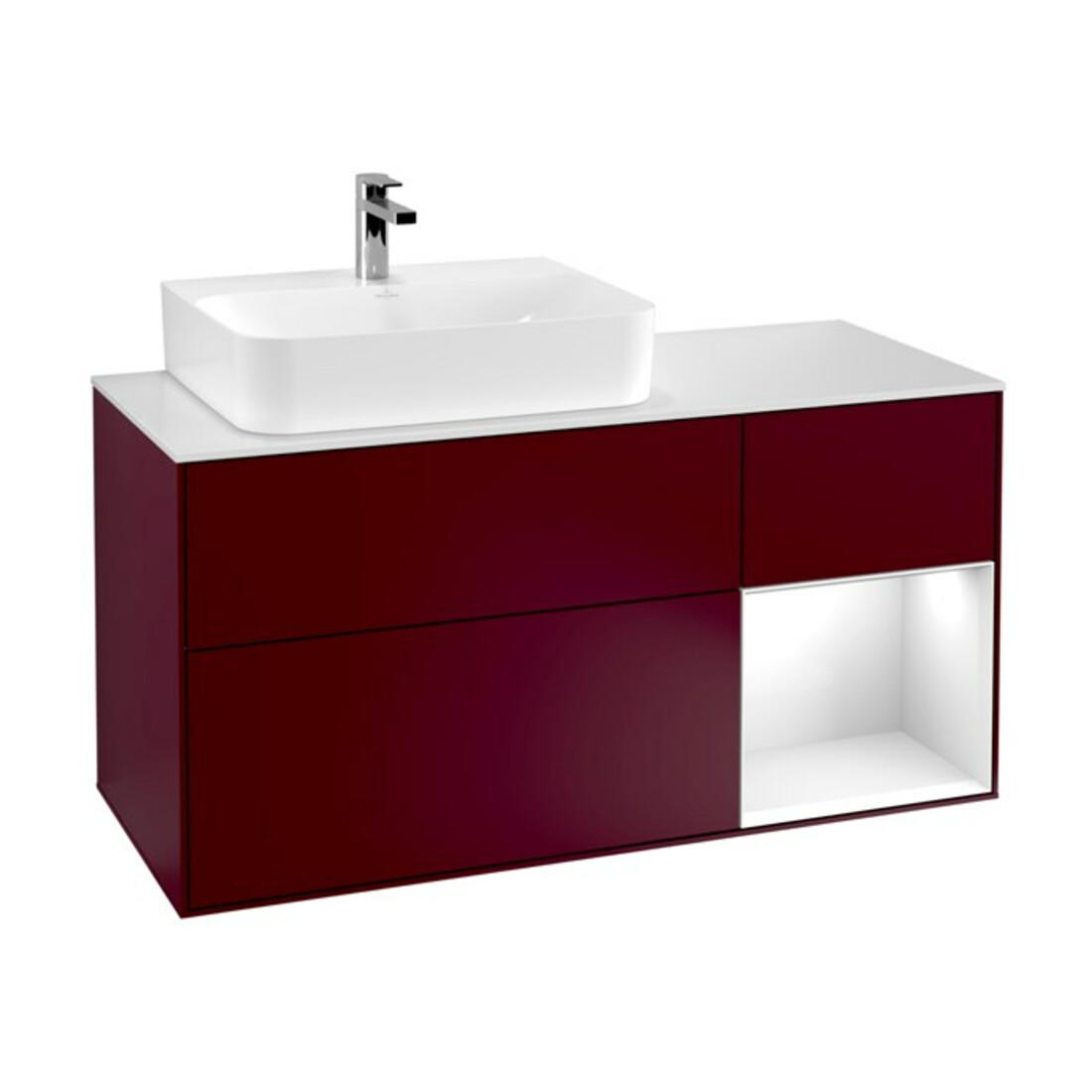 V&B Waschtischunterschrank Finion 120cm, Pl w m, Reg re glo wh. Lac, Peo m