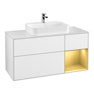 V&B Waschtischunterschrank Finion 120cm, Pl w m, Reg re gol m, glo wh. Lac