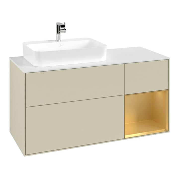 V&B Waschtischunterschrank Finion 120cm, Pl w m, Reg re gol m, si Gr m Lac