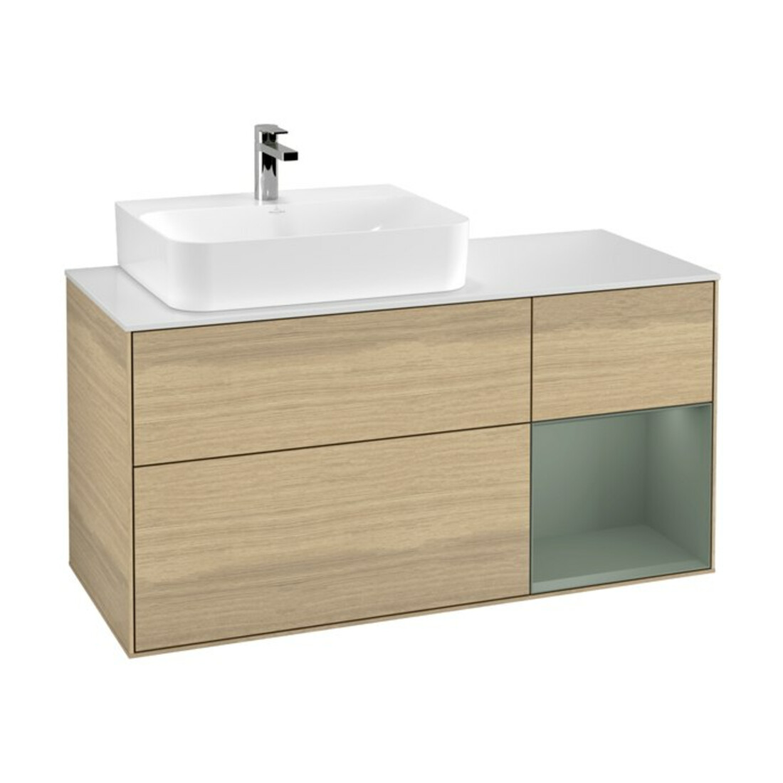 V&B Waschtischunterschrank Finion 120cm, Pl w m, Reg re Oli. m Lac, Oa ven