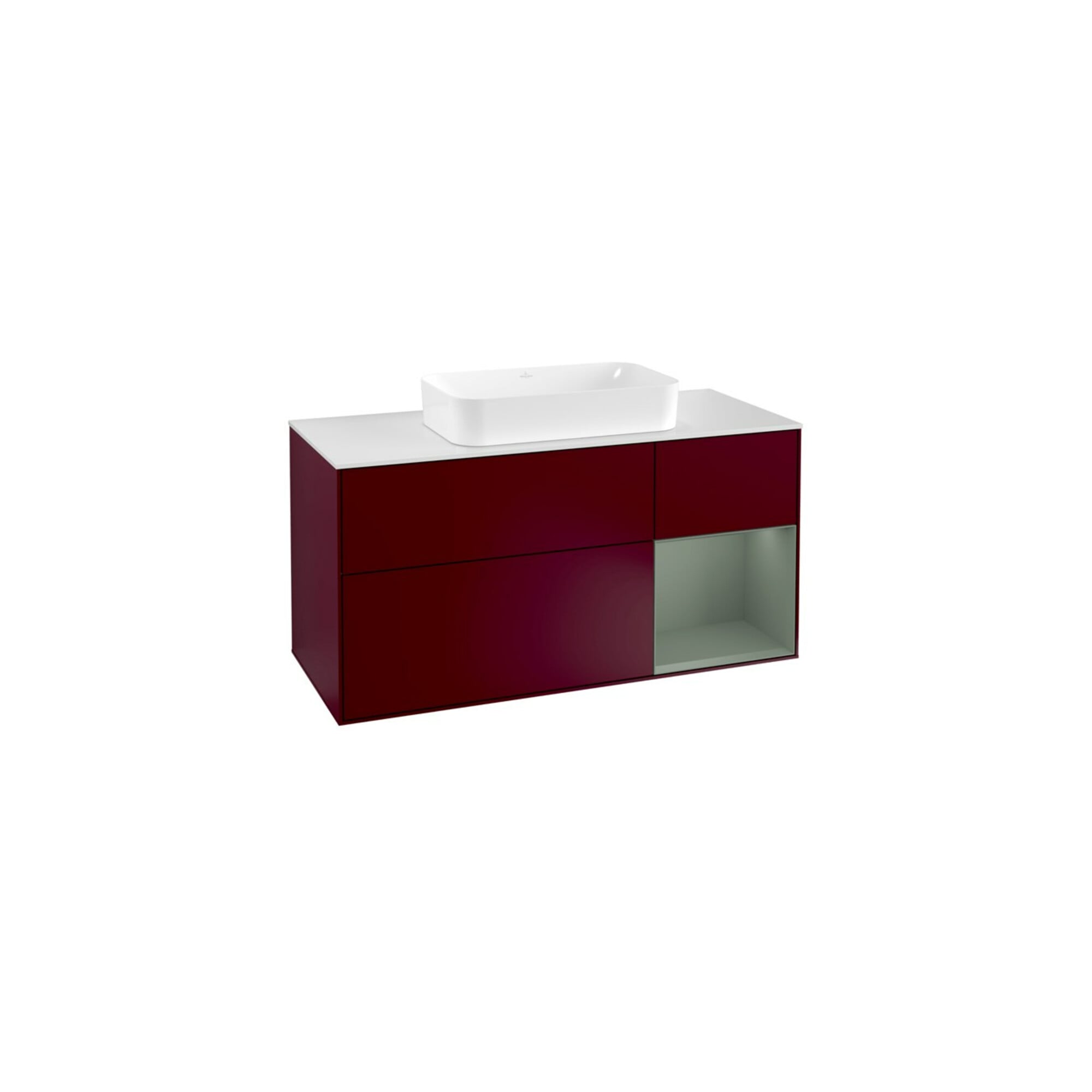V&B Waschtischunterschrank Finion 120cm, Pl w m, Reg re Oli. m Lac, Peo m ; Villeroy & Boch