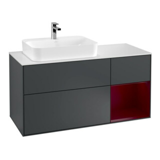 V&B Waschtischunterschrank Finion 120cm, Pl w m, Reg re Peo, md bl. m Lac