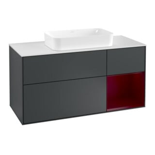 V&B Waschtischunterschrank Finion 120cm, Pl w m, Reg re Peo, md bl. m Lac