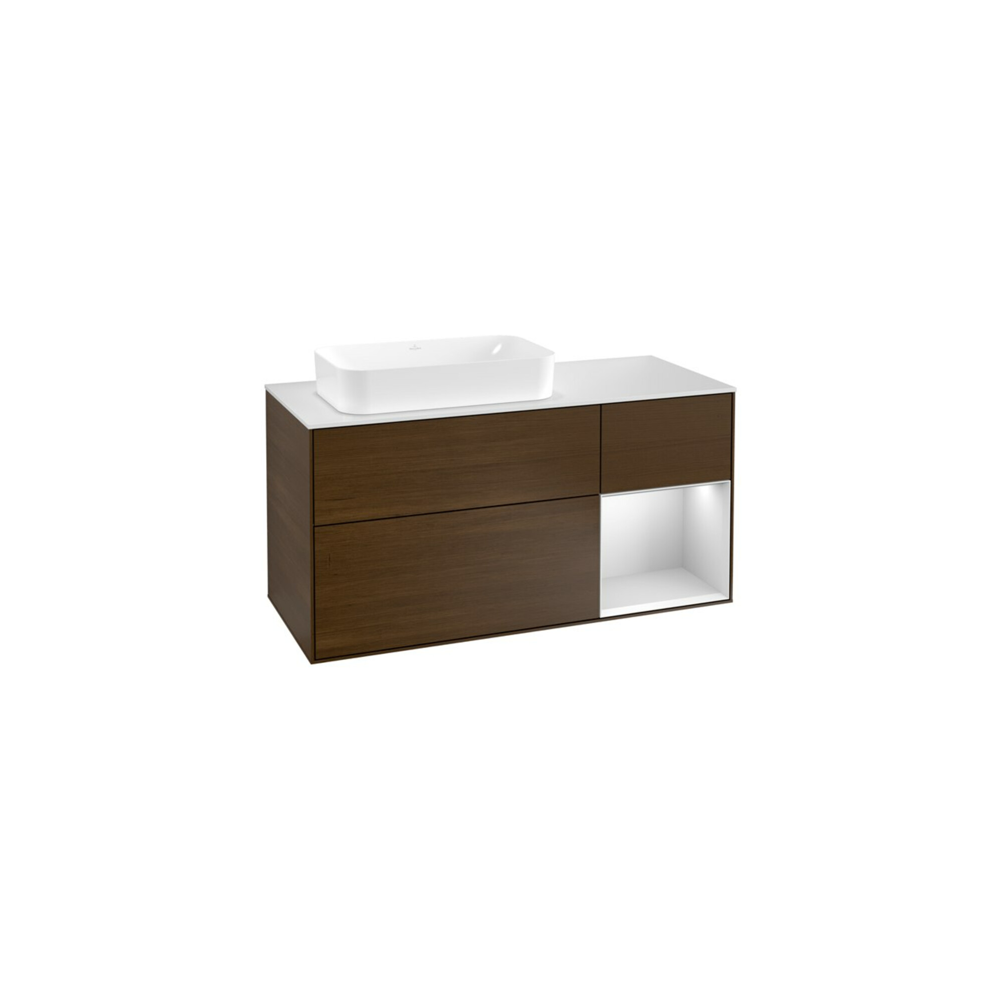 V&B Waschtischunterschrank Finion 120cm, Pl w m, Reg re wh. m Lac, wal ven ; Villeroy & Boch