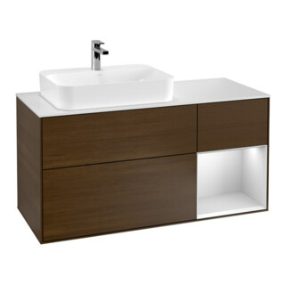 V&B Waschtischunterschrank Finion 120cm, Pl w m, Reg re wh. m Lac, wal ven