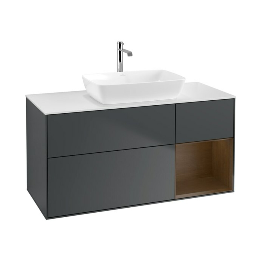 V&B Waschtischunterschrank Finion 120cm, Pl w m, Reg wal ven, md bl. m Lac