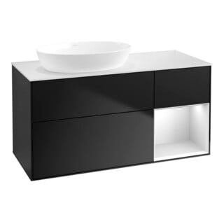 V&B Waschtischunterschrank Finion 120cm, Pl w m, Reg wh. m Lac, bla m Lac