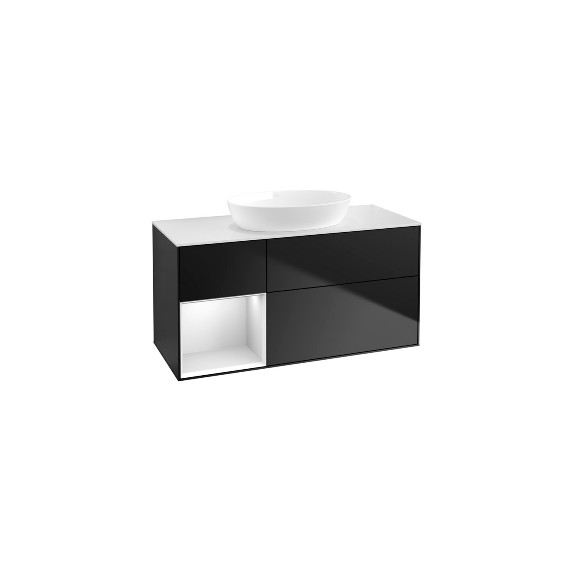 V&B Waschtischunterschrank Finion 120cm, Pl w m, Reg wh. m Lac, bla m Lac ; Villeroy & Boch