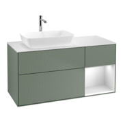 V&B Waschtischunterschrank Finion 120cm, Pl w m, Reg wh. m Lac, Oli. m Lac