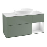 V&B Waschtischunterschrank Finion 120cm, Pl w m, Reg wh. m Lac, Oli. m Lac