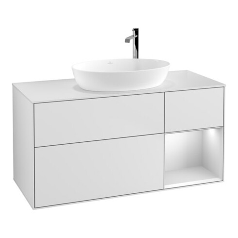 V&B Waschtischunterschrank Finion 120cm, Pl w m, Reg wh. m Lac, wh. m Lac