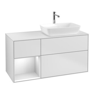 V&B Waschtischunterschrank Finion 120cm, Pl w m, Reg wh. m Lac, wh. m Lac
