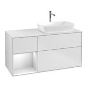 V&B Waschtischunterschrank Finion 120cm, Pl w m, Reg wh. m Lac, wh. m Lac