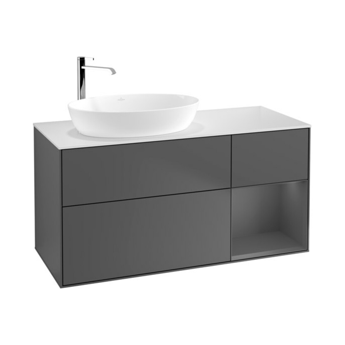V&B Waschtischunterschrank Finion 120cm, Pl w m, Rg A m Lac, Anthrac. m