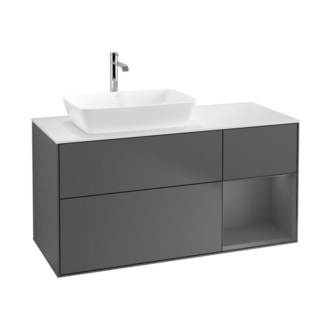 V&B Waschtischunterschrank Finion 120cm, Pl w m, Rg A m Lac, Anthrac. m